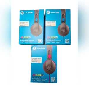 NWT JLab JBuddies Studio Adult Headphones - 1 Black & Pink, 2 Blue & Black